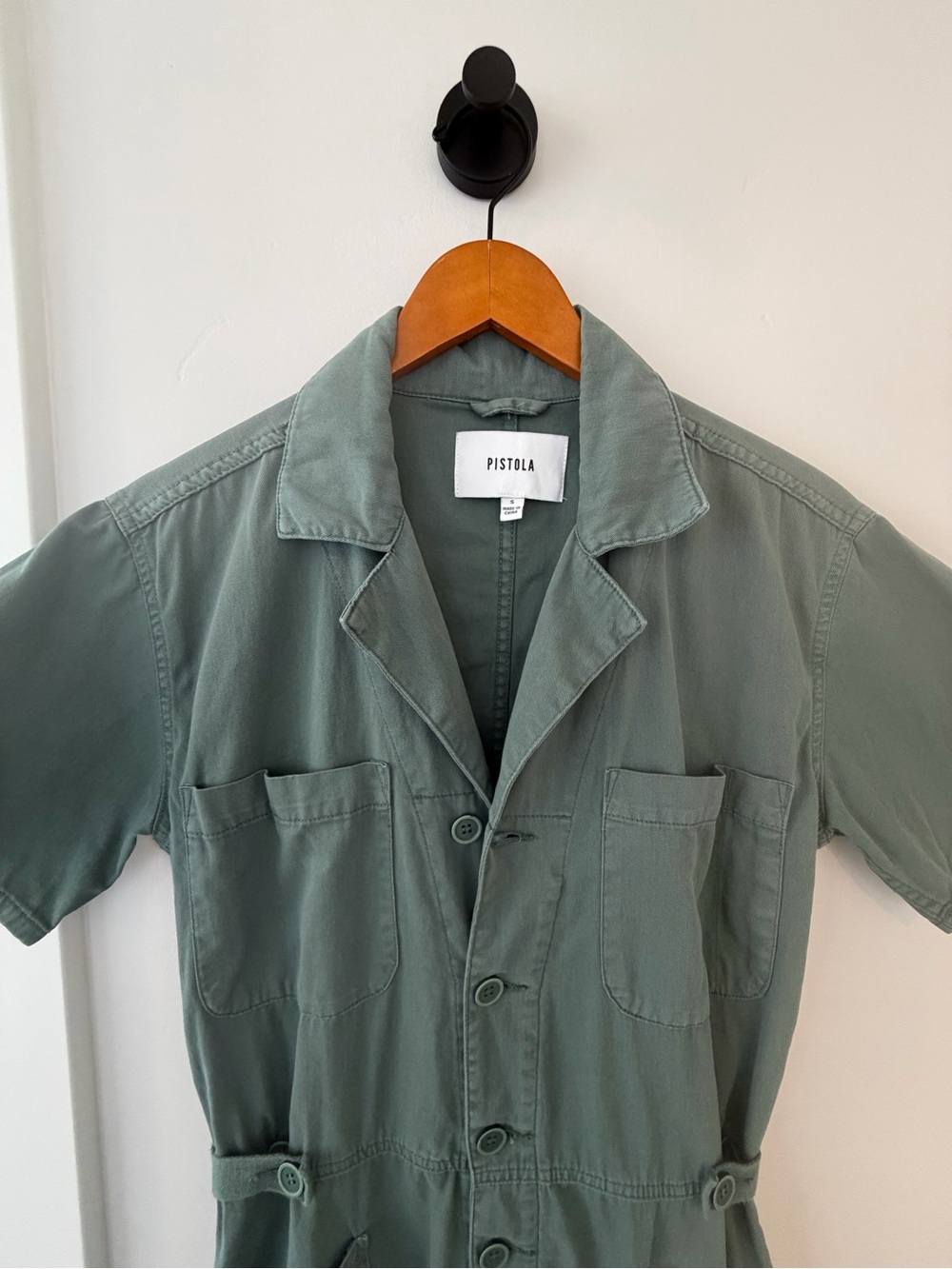 pistola Short-Sleeve Straight-Leg Jumpsuit in Sage